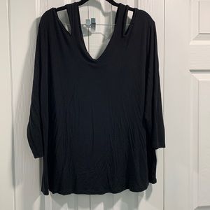 black sejour soft cold shoulder top